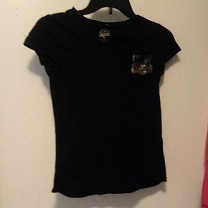 Justice for girls size 12 black v-neck with sequin